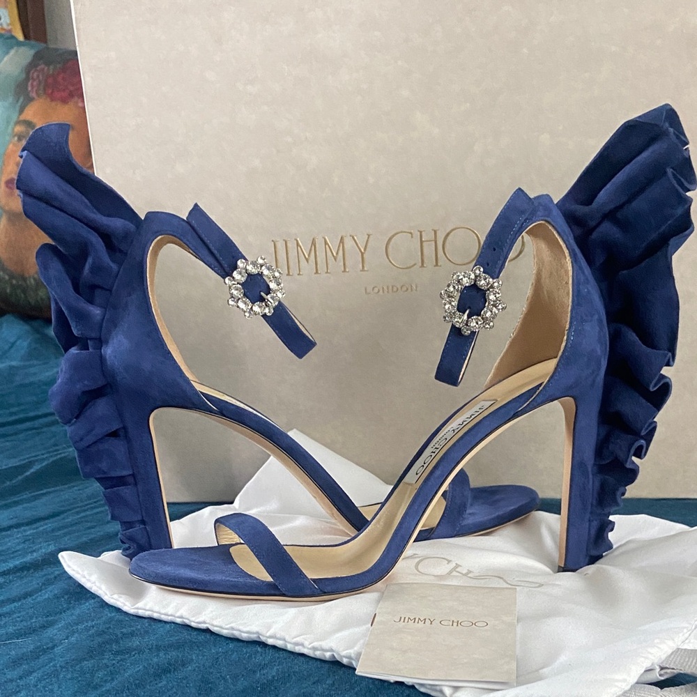 Jimmy Choo Sapphire Ruffle Heels
